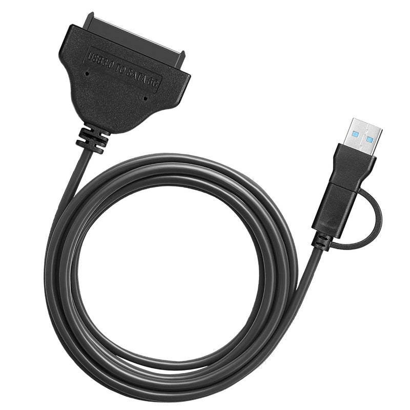 FANBLACK SATA to USB Cable 3.2ft, 2-in-1 USB-C/USB-A 3.0 to SATA III Hard Driver Adapter Compatible for 2.5 inch HDD and SSD (100cm) - Image 1